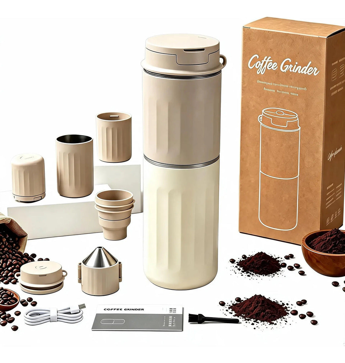 Molinillo Café Cafetera Eléctrica 5 Niveles Usb Portátil 450