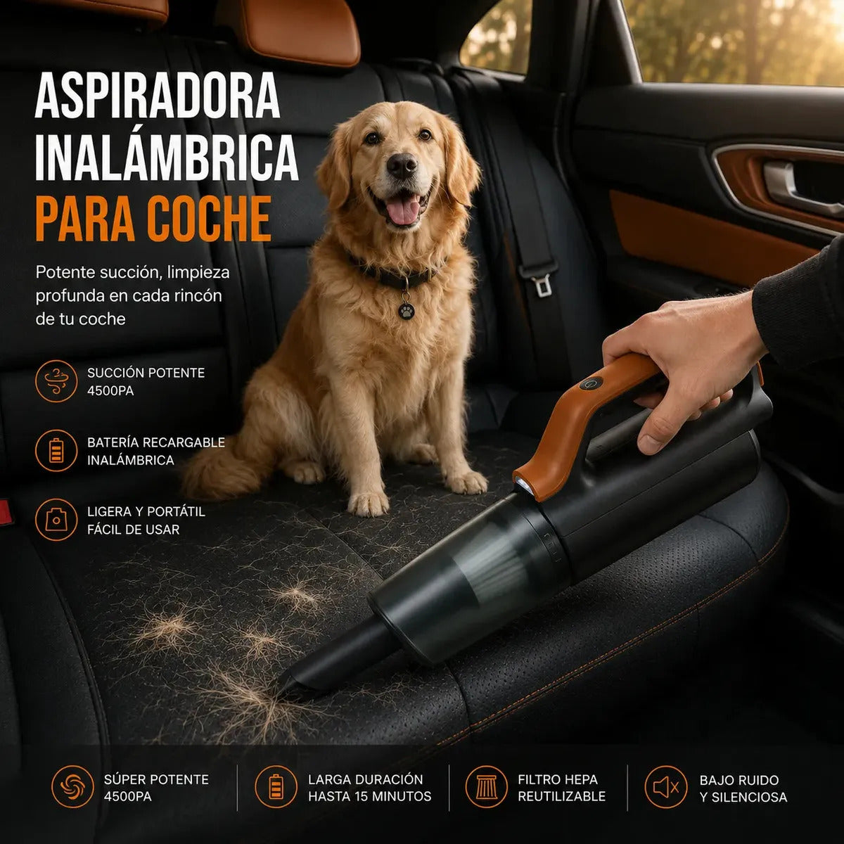 Aspiradora Inalámbrica Multiuso Para Coche Y Hogar 4500pa