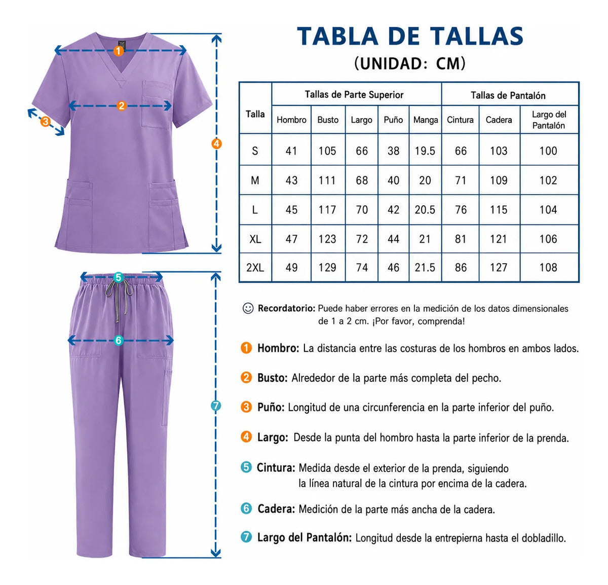 Pantalón Médico Unisex, Corte Recto,multibolsillos,cómodo