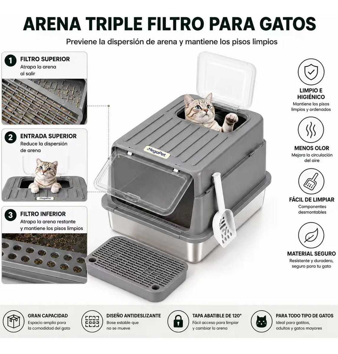 Caja Inox. Doble Cerrada C/pala 60×40×37.8cm Antiderrame15kg