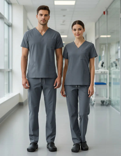 Pantalón Médico Unisex, Corte Recto,multibolsillos,cómodo