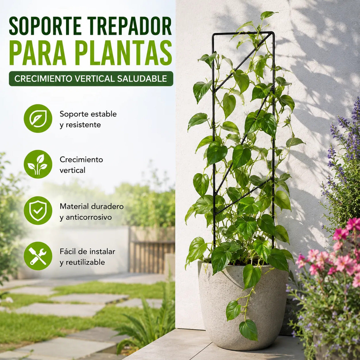 Soporte Para Plantas Trepadoras Metal Doble Pata Macetas 2p