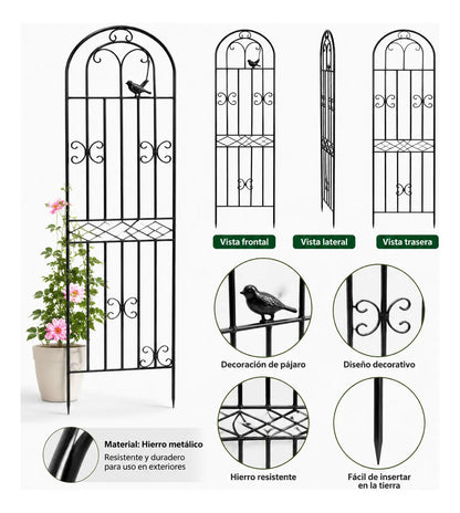 Enrejado De Hierro Para Plantas Trepadoras Con Diseño De Páj