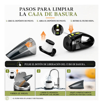 Aspiradora Para Auto 12v Portátil Compacta Potente Negro