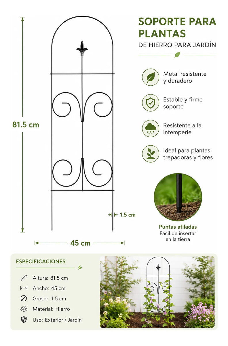 Valla De Hierro Para Jardín, Plantas Trepadoras, 7 Piezas