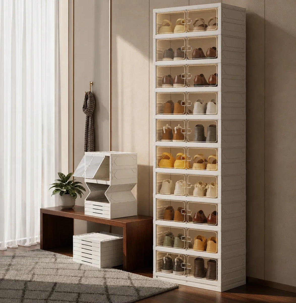 Zapatero Plegable Premium Reforzado 10 Niveles Con Puertas