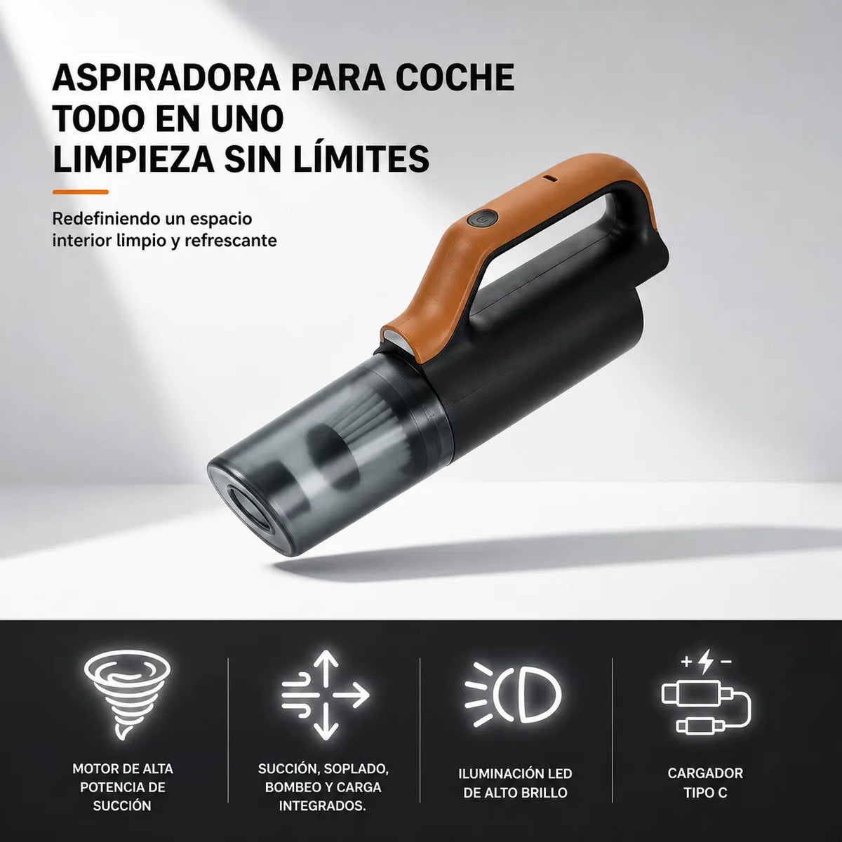 Multiuso Inalámbrica Para Coche 4500pa  Hepa Usb Recargable