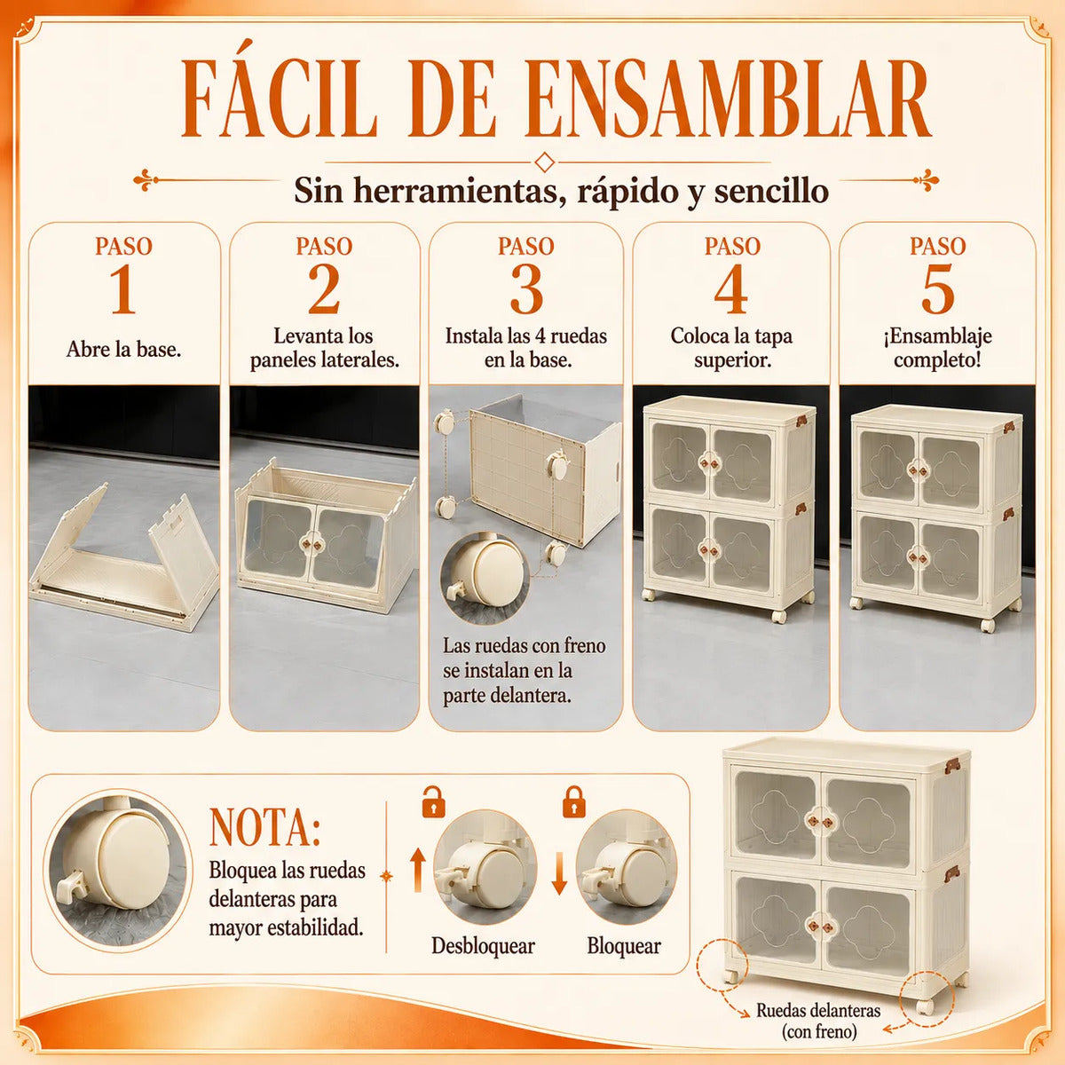 Organizador Plegable Premium Multiuso Con Ruedas 70x42x155cm