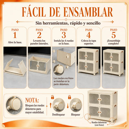 Organizador Plegable Premium Multiuso Con Ruedas 70x42x155cm