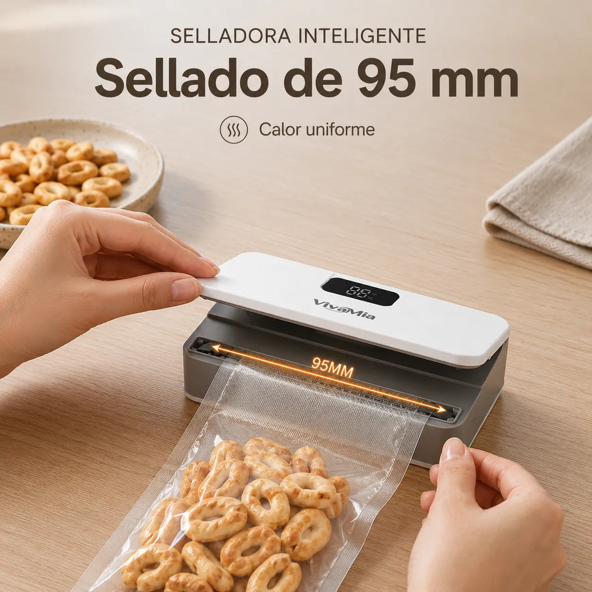 Vivamia Selladora De Bolsas Recargable 2 En 1 6 Niveles
