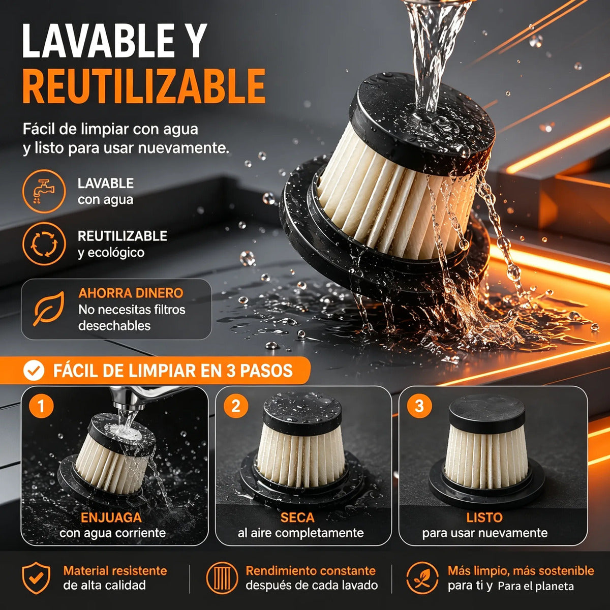 Multiuso Inalámbrica Para Coche 4500pa  Hepa Usb Recargable