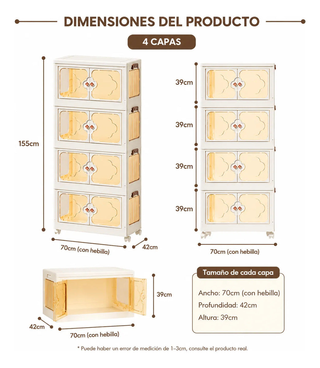 Organizador Plegable Premium Multiuso Con Ruedas 70x42x155cm