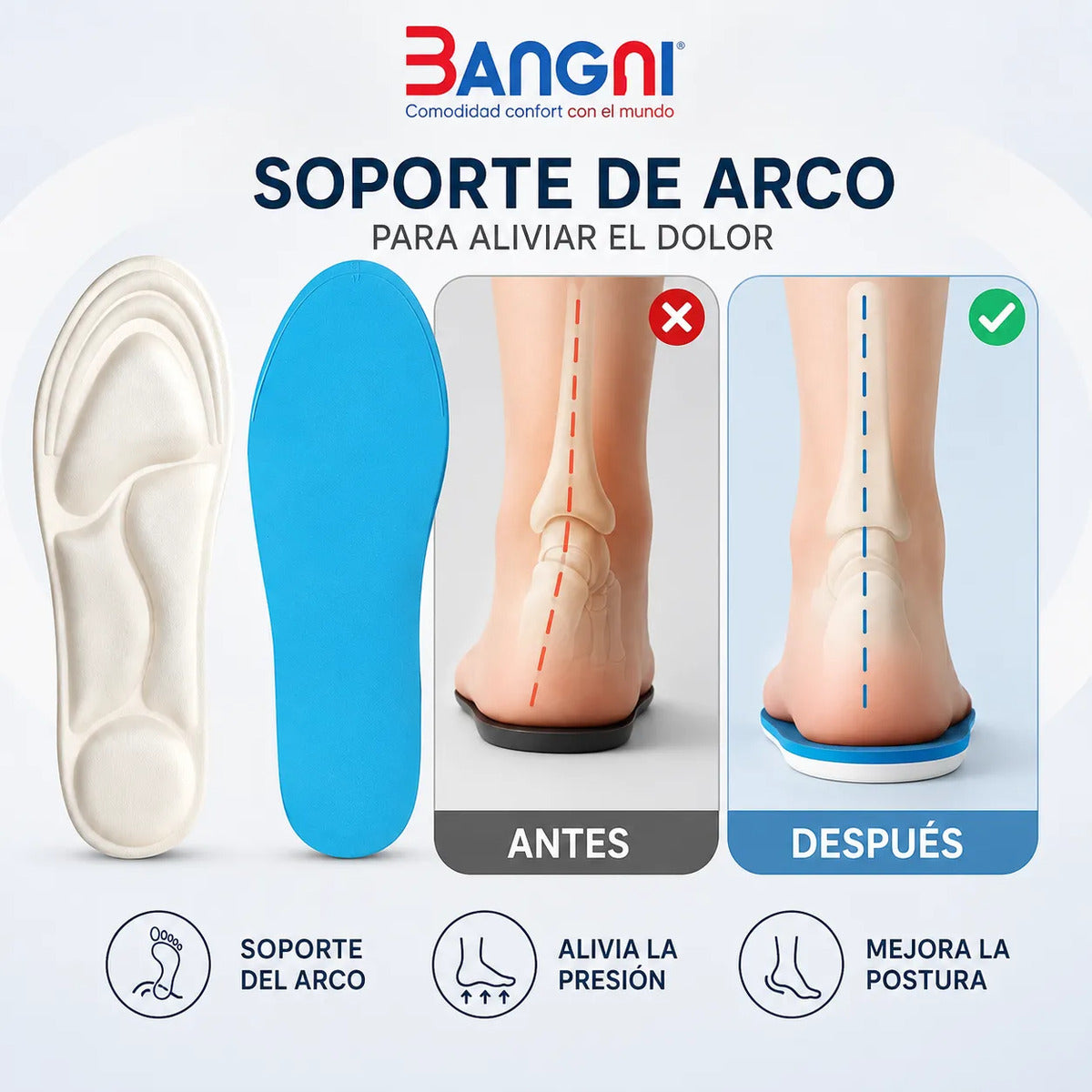 Bangni Plantilla Ortopédica Soporte Para Fascitis Plantar